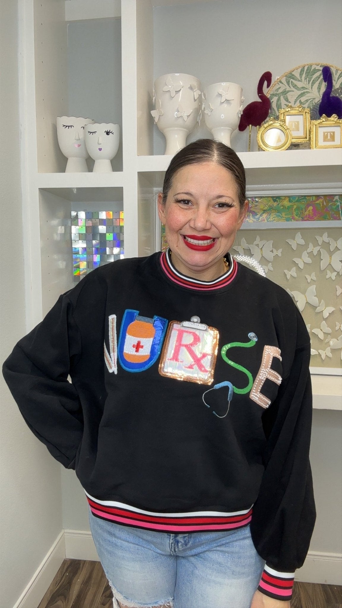 QOS Navy Icon Nurse Sweatshirt