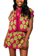 QOS Pink & Green Olive Tie Tank