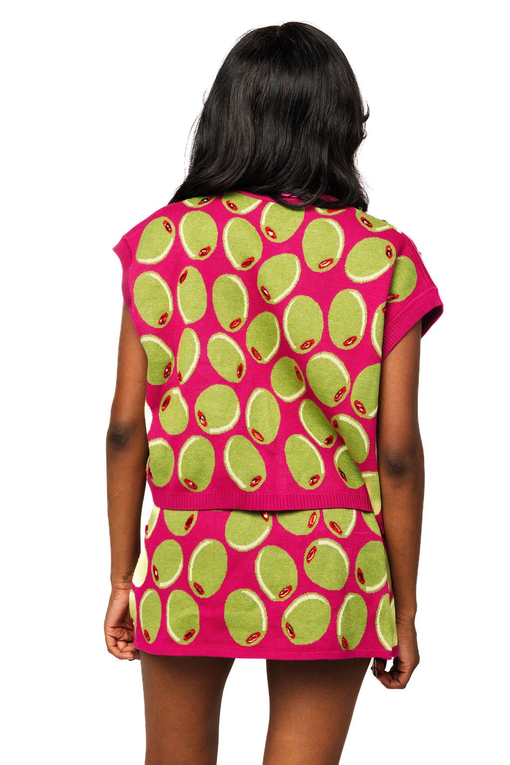 QOS Pink & Green Olive Tie Tank