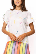 QOS White Golf Ball & Multi Golf Tee T-Shirt