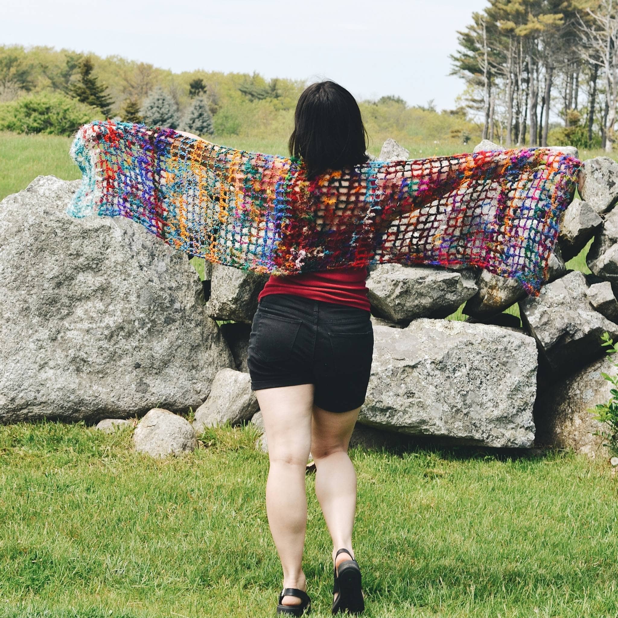 QuadraMesh Crochet Shawl Easy Pattern