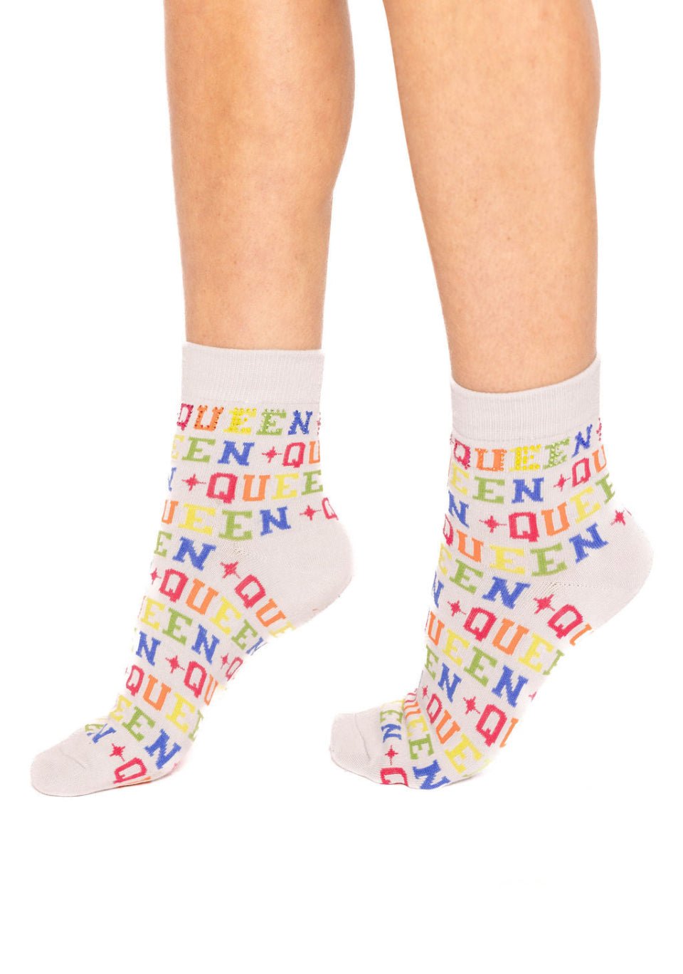 Queen of Sparkles Grey Rainbow Rhinestone Queen Socks