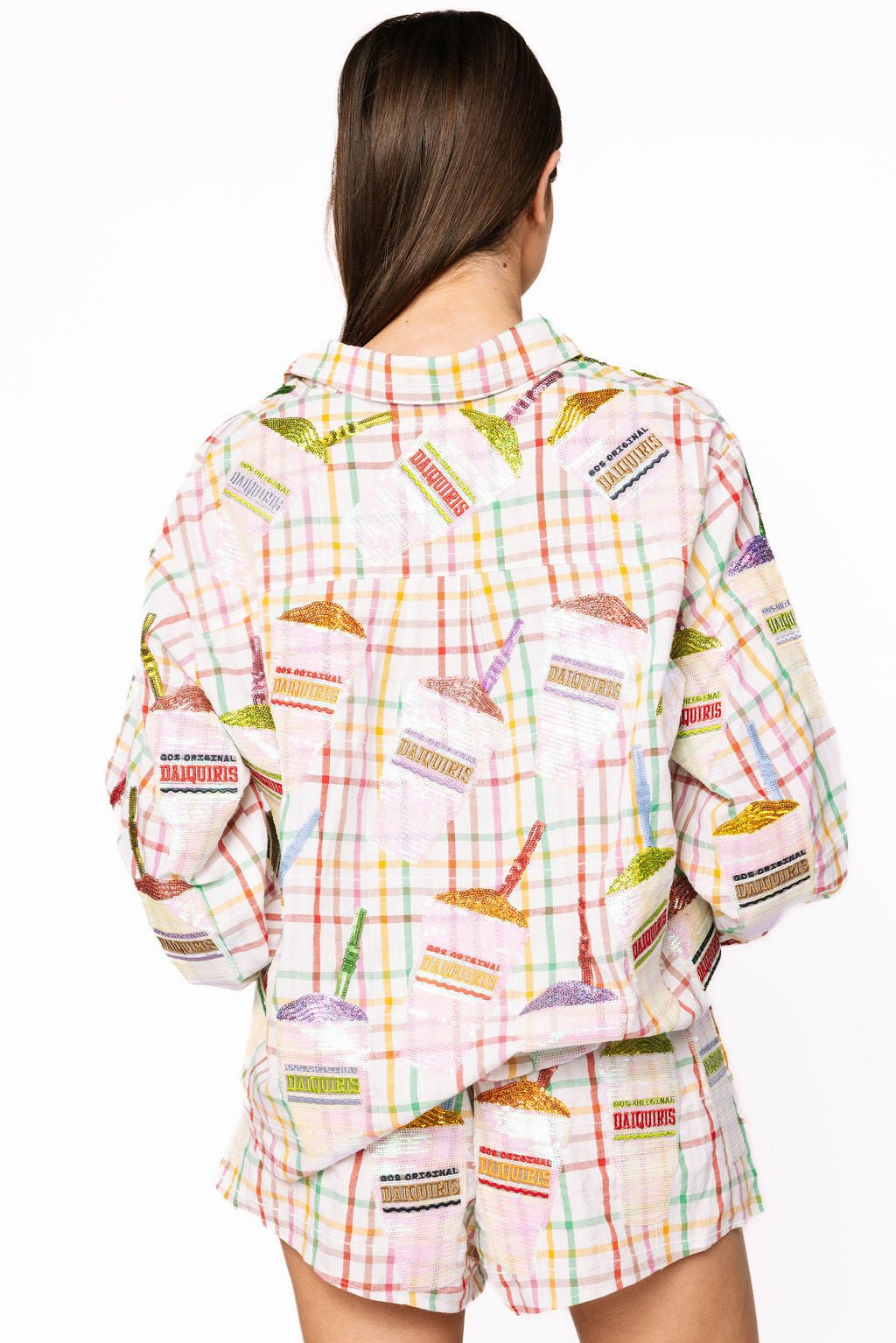 Queen of Sparkles Rainbow Plaid Daiquiri Cotton Short