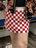 Queen of Sparkles White & Red Checkered Skirt