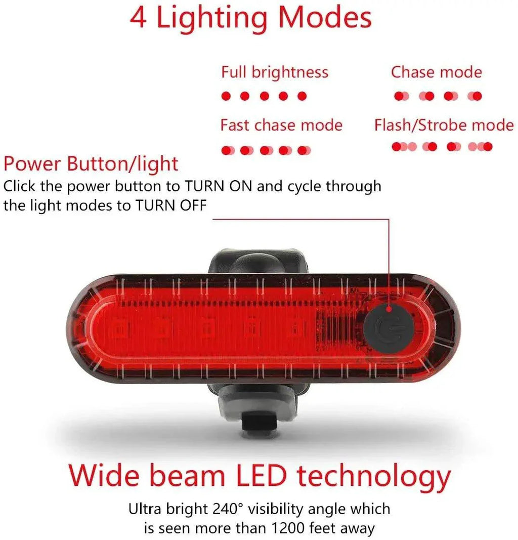 Rear Bike Tail Light USB Rechargeable Red Ultra Bright Taillights Fit On Bicycle Easy to Install for Cycling Safety