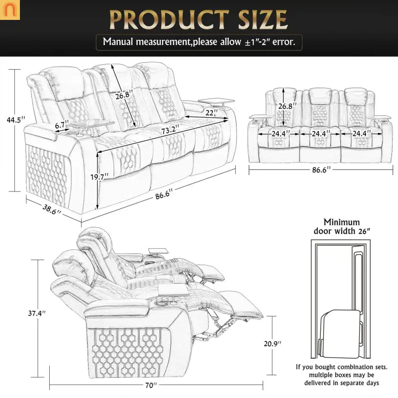 Recliner Top-Grain Leather Coffee RGB LED 34-Color USB-C