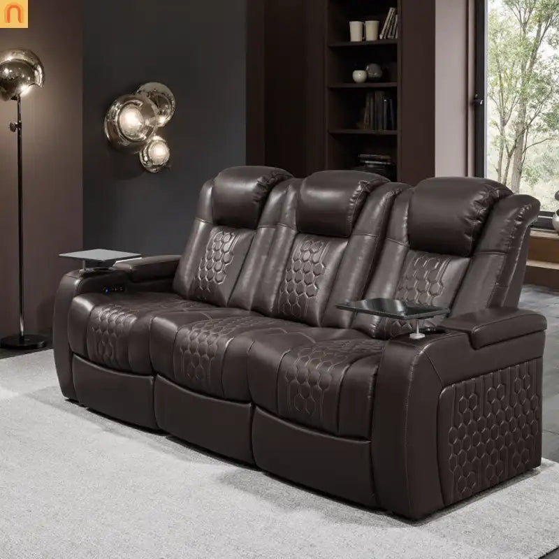 Recliner Top-Grain Leather Coffee RGB LED 34-Color USB-C