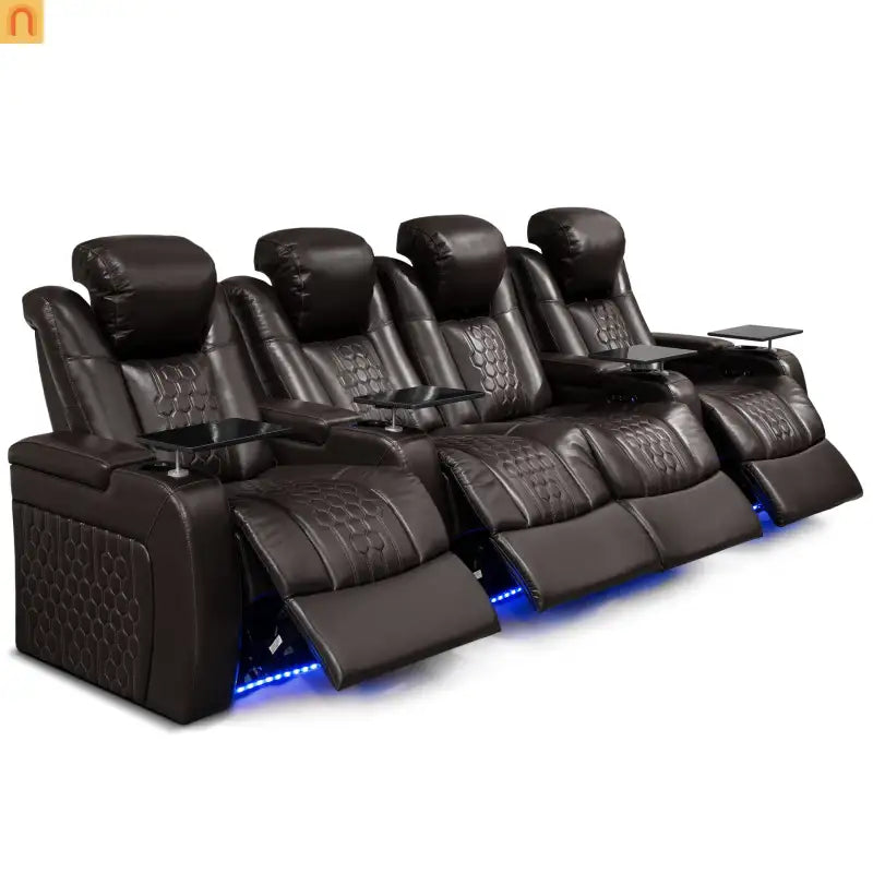 Recliner Top-Grain Leather Coffee RGB LED 41-Color USB-C
