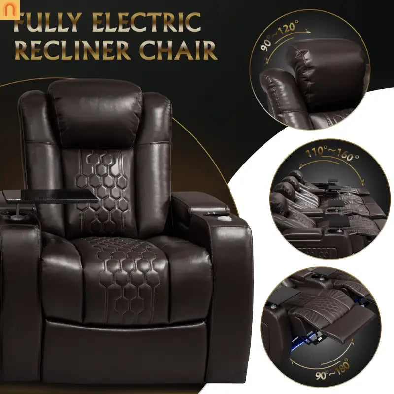 Recliner Top-Grain Leather Coffee RGB LED 41-Color USB-C