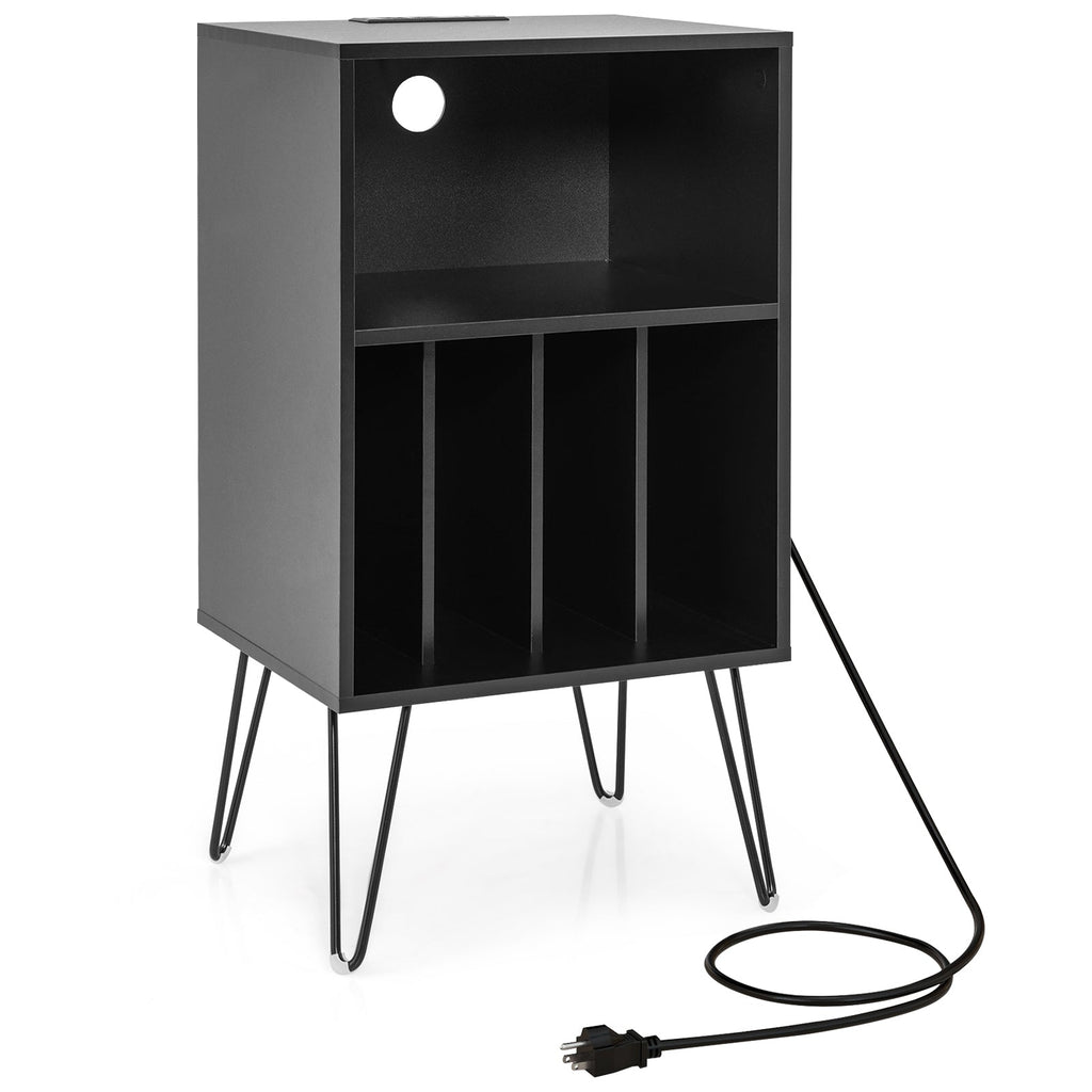 Record Player Stand with Charging Station