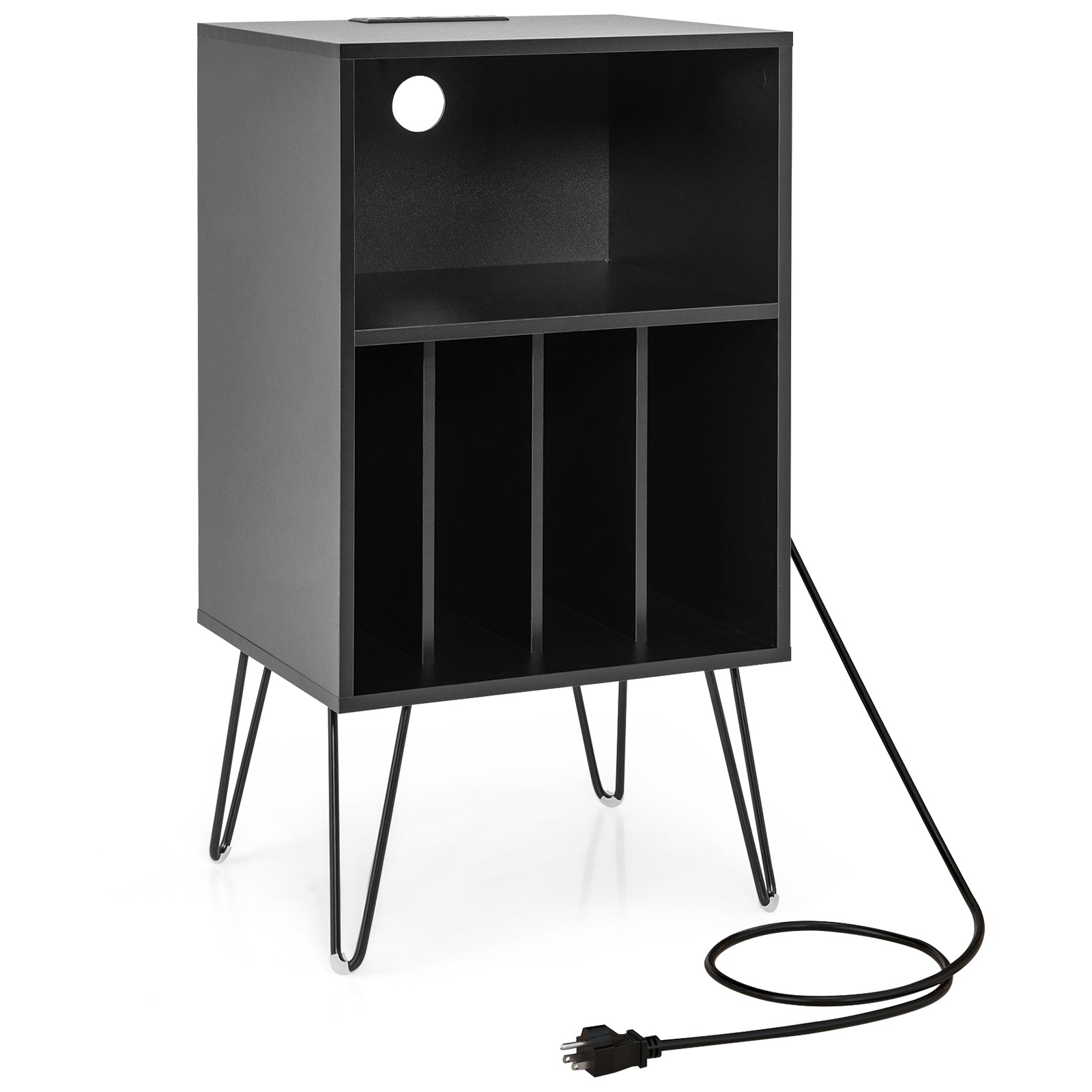 Record Player Stand with Charging Station