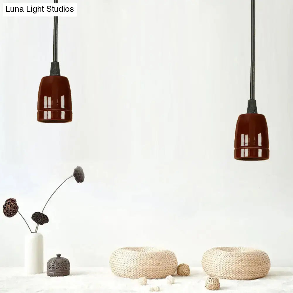 Retro style red ceramic pendant light – kitchen hanging fixture