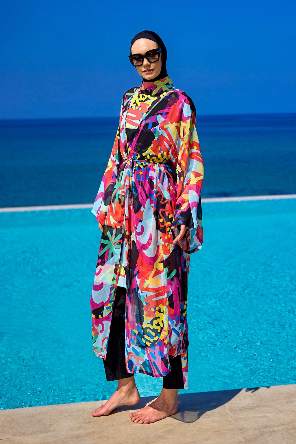 Rivamera Tropical Print Chiffon Kimono - RP2510