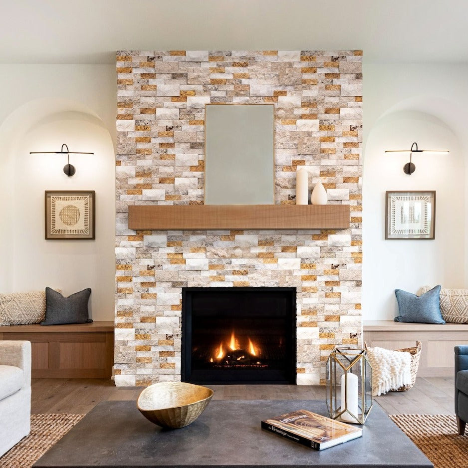 Riverrock Ledger 3D Natural Stone Wall Tile 6x24 - Split Face