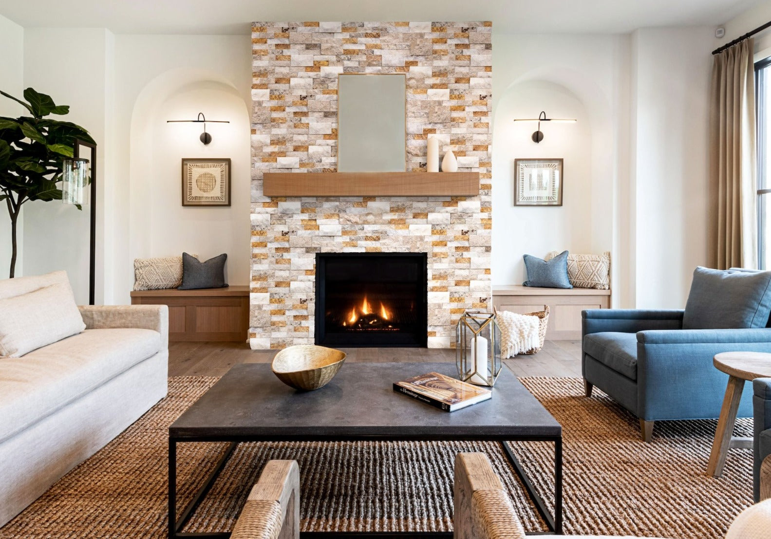 Riverrock Ledger 3D Natural Stone Wall Tile 6x24 - Split Face