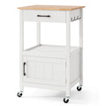 Rolling Kitchen Island Cart with Drawer and Side Hooks