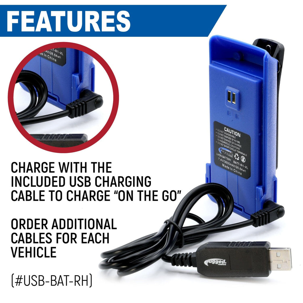 BUNDLE - Rugged R1 - Handheld Radio with Long Range Antenna and High Capacity Battery