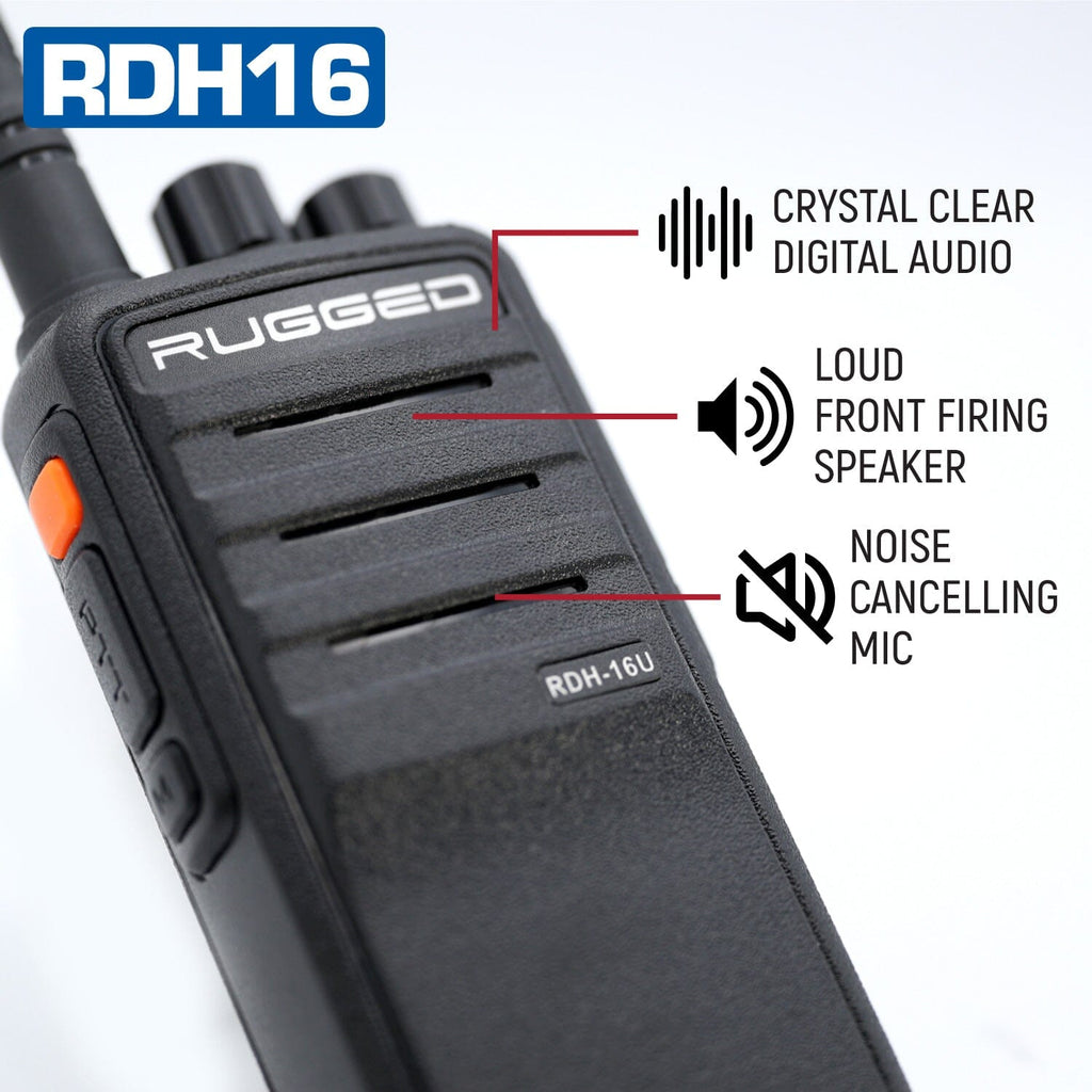 Rugged RDH16 - Business Band Two Way Handheld Radio - Digital and Analog - UHF / Safety Yellow