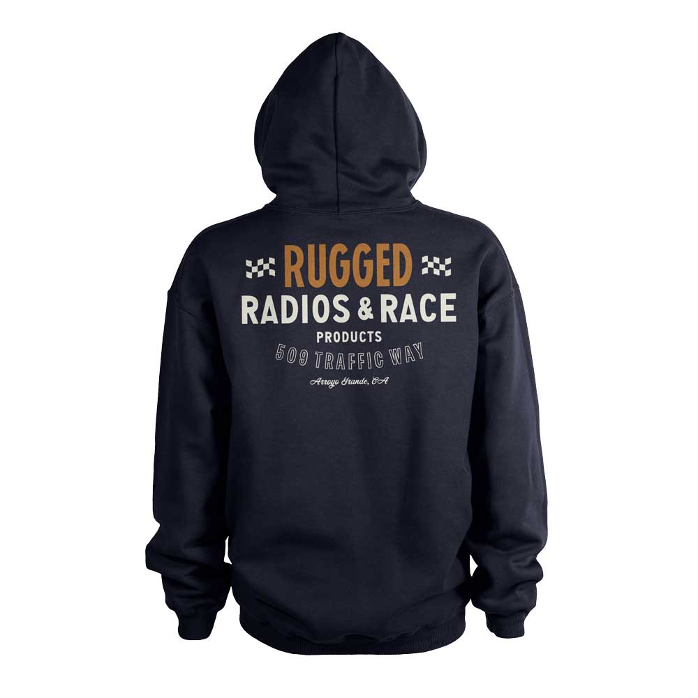 Rugged Radios VINTAGE RACE Pullover Hoodie - Navy Blue - Extra Large