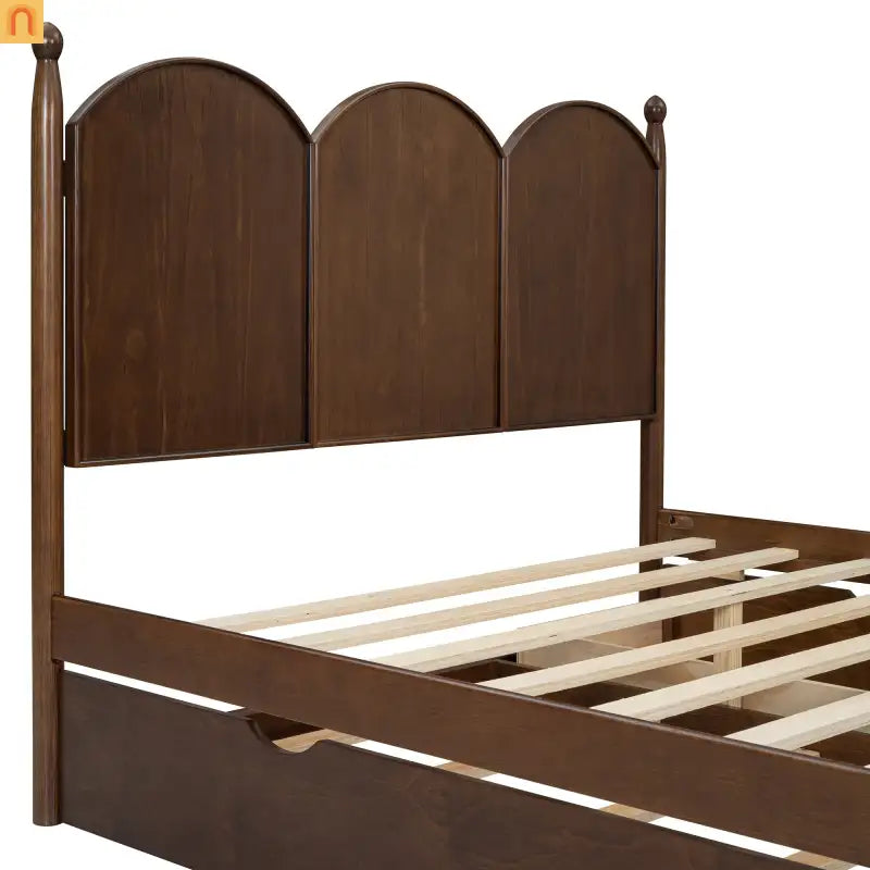 Bed Frame Queen Walnut Drawers Twin XL Trundle Pullout
