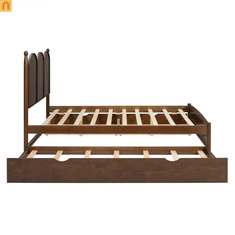 Bed Frame Queen Walnut Drawers Twin XL Trundle Pullout