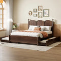 Bed Frame Queen Walnut Drawers Twin XL Trundle Pullout