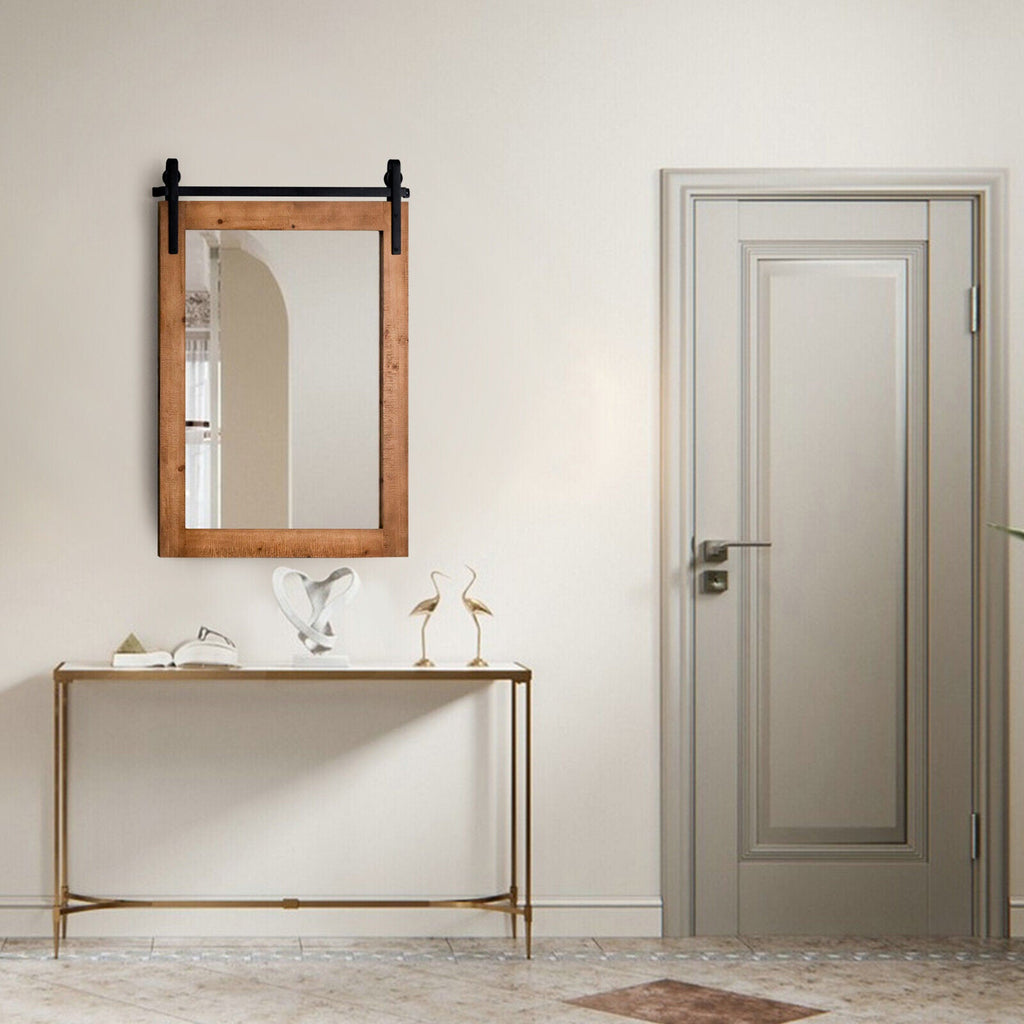 30 x 22 Inch Wall Mount Mirror with Wood Frame
