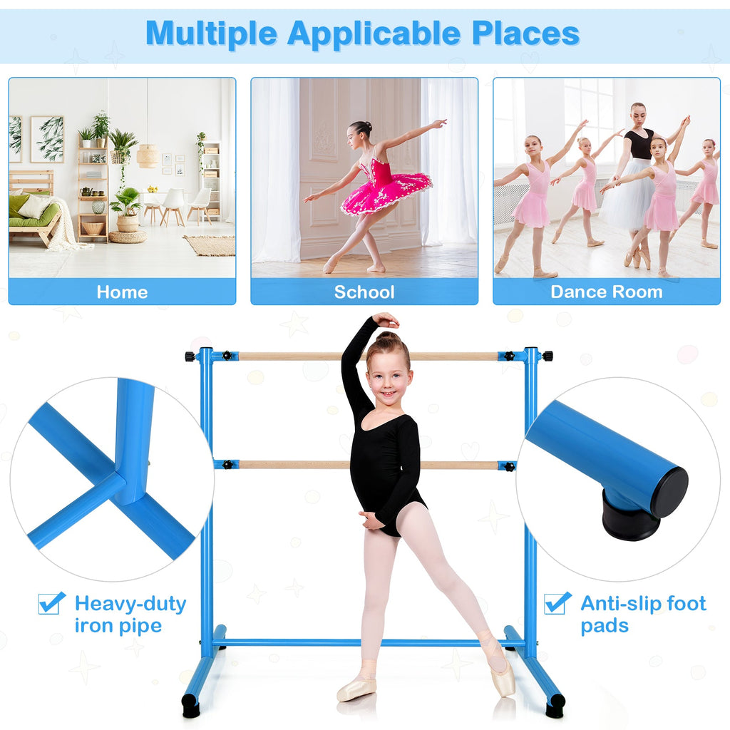 47 Inch Double Ballet Barre with Anti-Slip Footpads