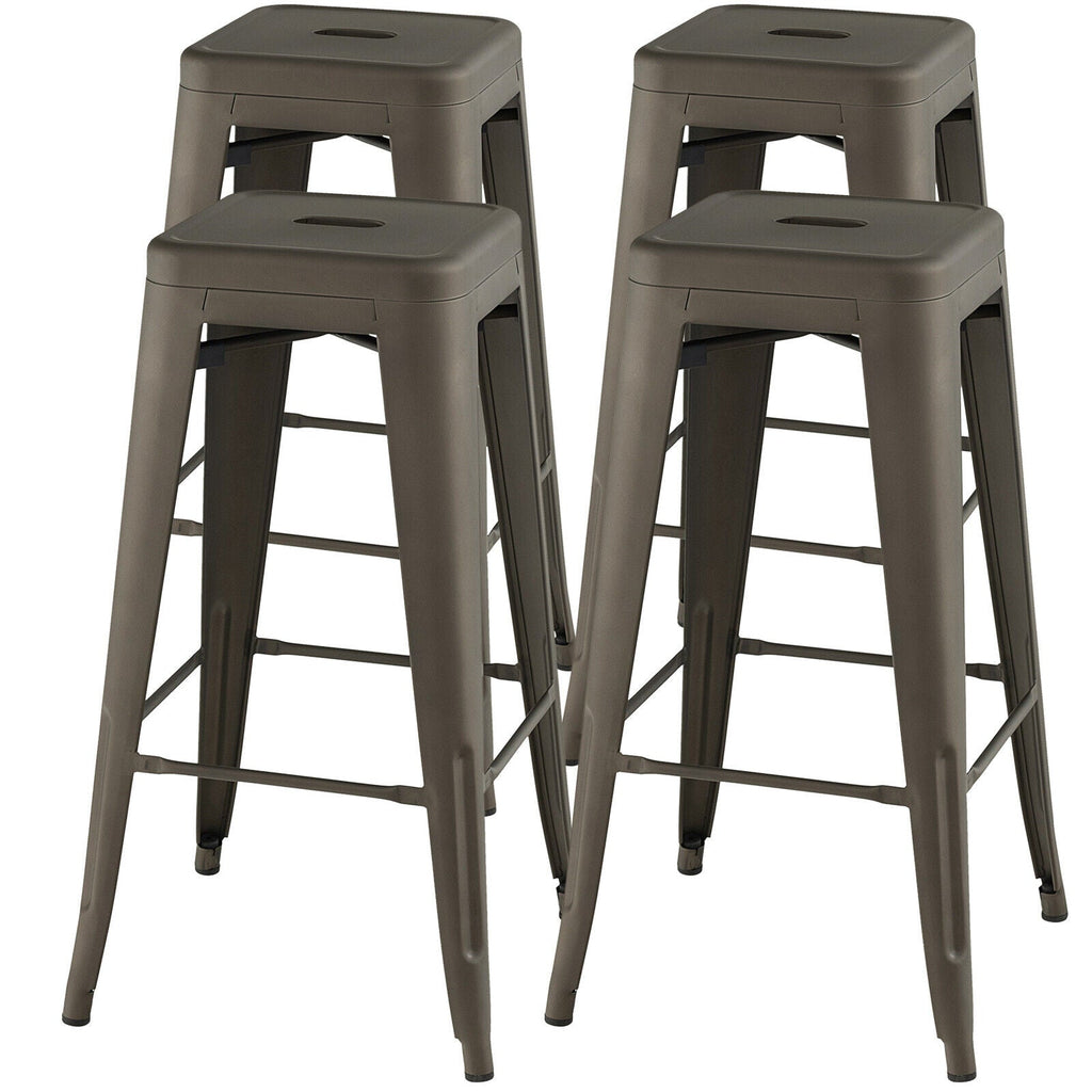 30 Inch Bar Stools Set of 4 with Square Seat and Handling Hole
