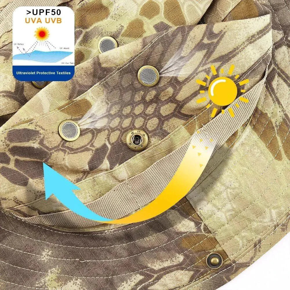 Safari Camo Sun Hat: Mesh Boonie for Outdoors