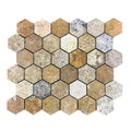 Scabos Travertine 2 Inch Hexagon Mosaic Tile 12x12 Mesh Backing