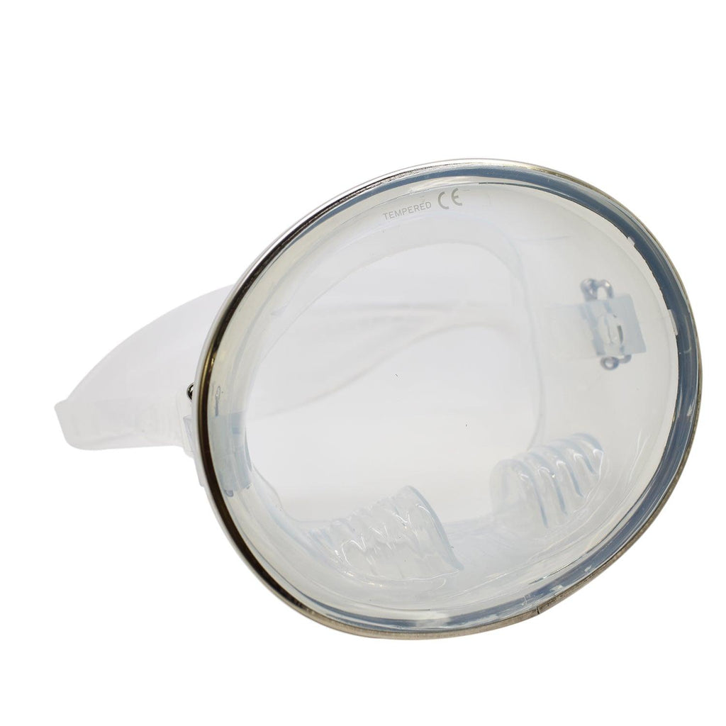 Spearfishing Free Dive Stainless Steel Oval Shape Classic Silicone Mask, Clear