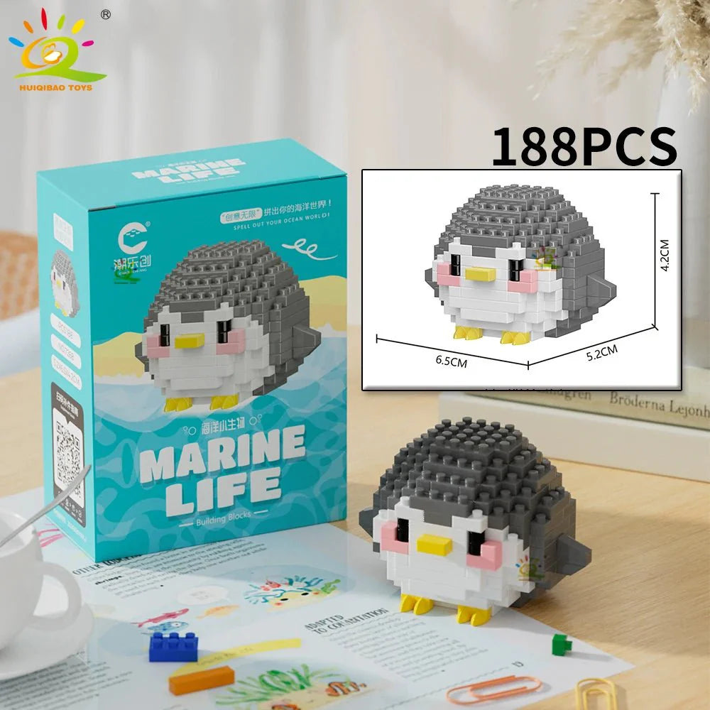 Sea Animal Micro Building Blocks | 3D Mini Brick Sets for Kids and Collectors