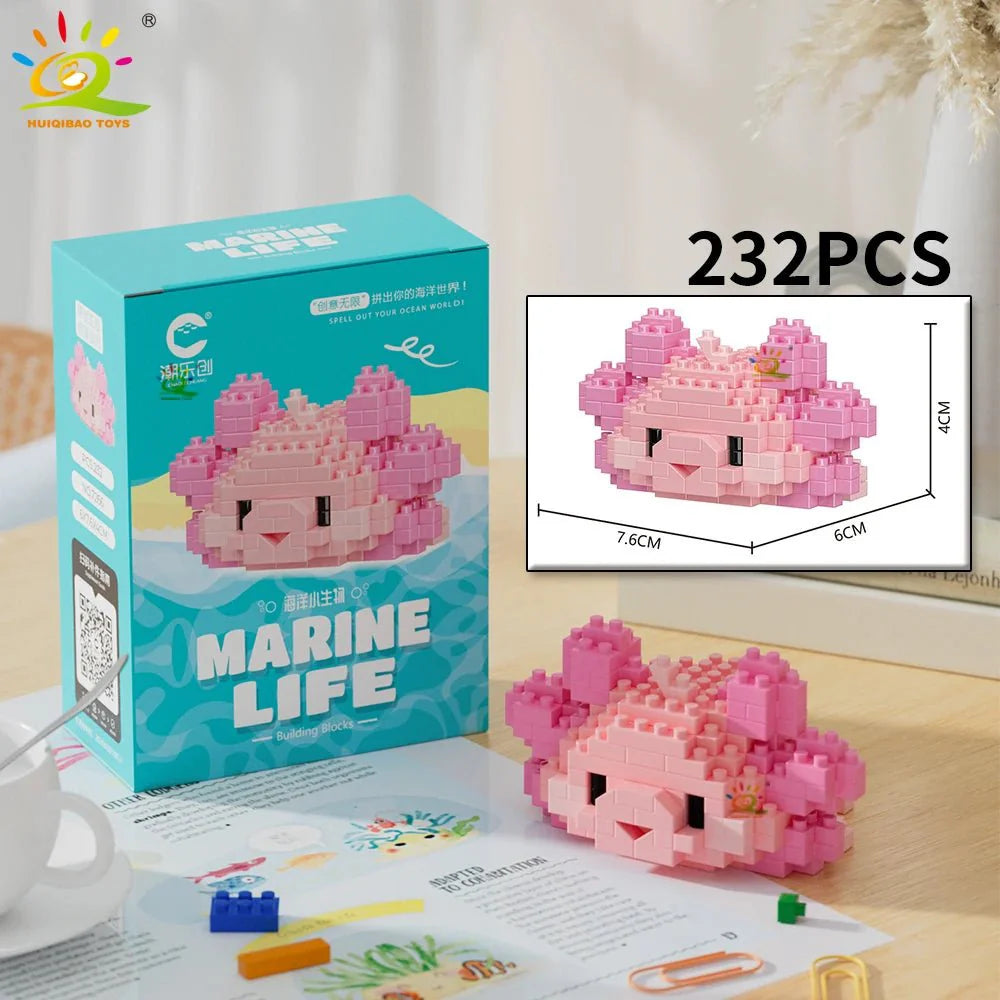 Sea Animal Micro Building Blocks | 3D Mini Brick Sets for Kids and Collectors