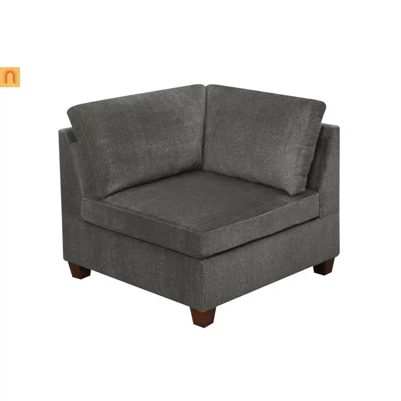 Sectional Sofa Modular Chenille Gray 7-Piece Ottoman
