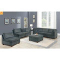 Sectional Sofa Modular Chenille Gray 7-Piece Ottoman
