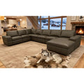 Sectional Sofa Modular Leather Match Olive Green 8-Seat 159in