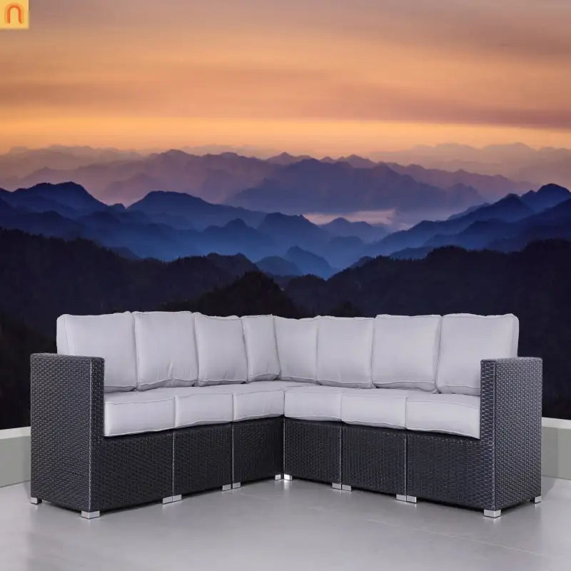 Outdoor Conversation Set Black Wicker 7 Piece Seats 6 No Assembly