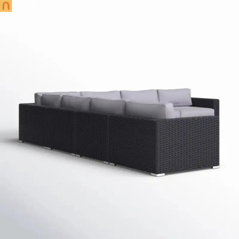 Outdoor Conversation Set Black Wicker 7 Piece Seats 6 No Assembly