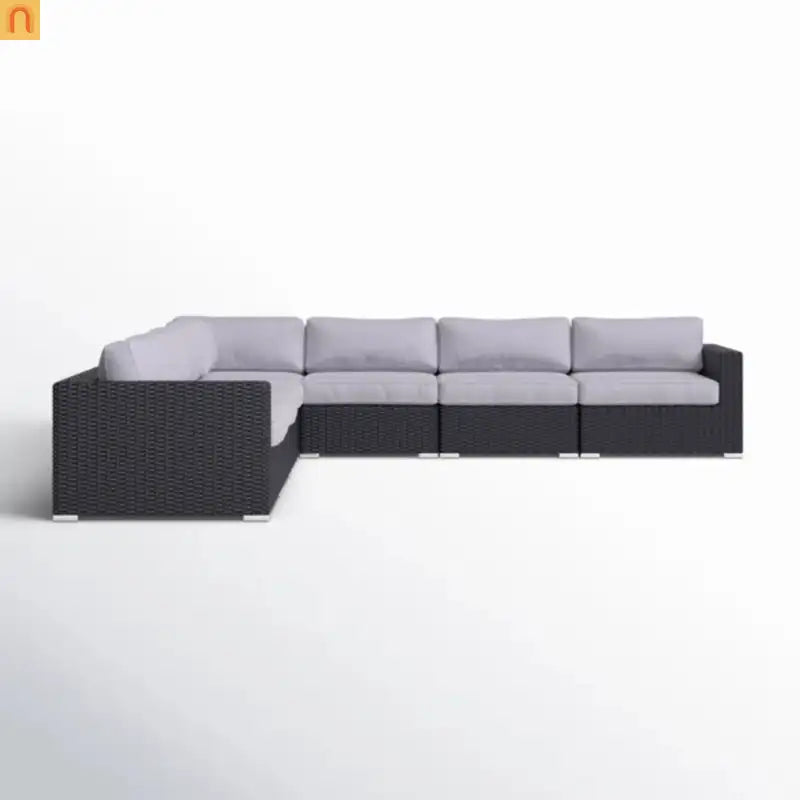 Outdoor Conversation Set Black Wicker 7 Piece Seats 6 No Assembly