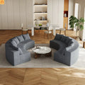 Sectional Curved Modular Corduroy Gray 6 Sections 12 Pillows
