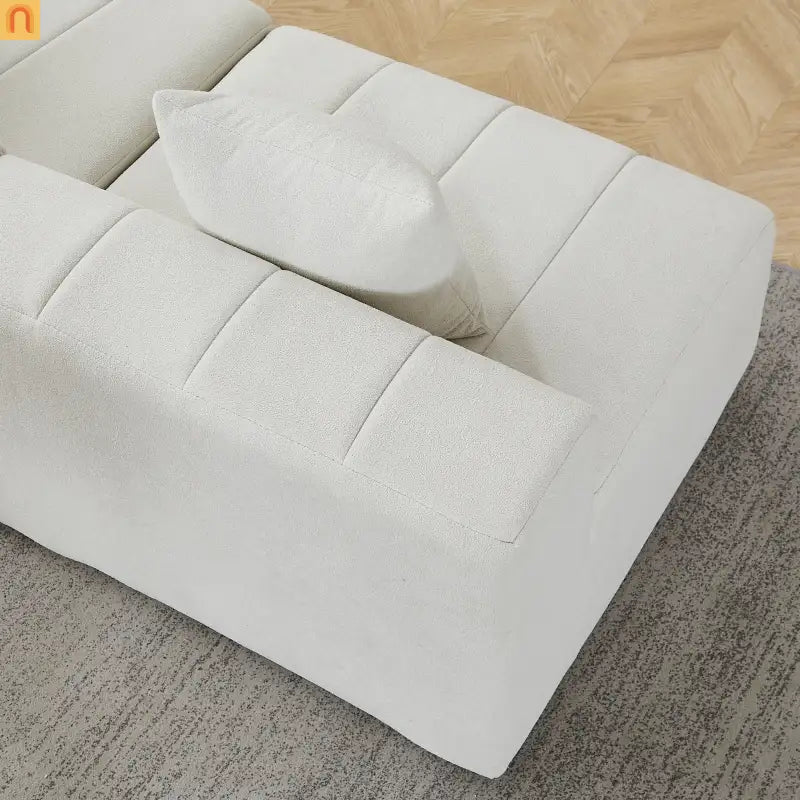 Sectional Sofa Curved Modular Chenille Beige 8-Seat No Assembly