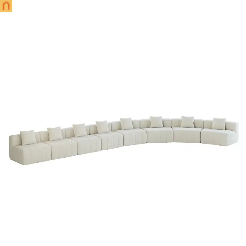 Sectional Sofa Curved Modular Chenille Beige 8-Seat No Assembly