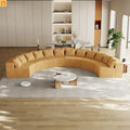 Sectional Curved Modular Corduroy Yellow 6 Sections 12 Pillows