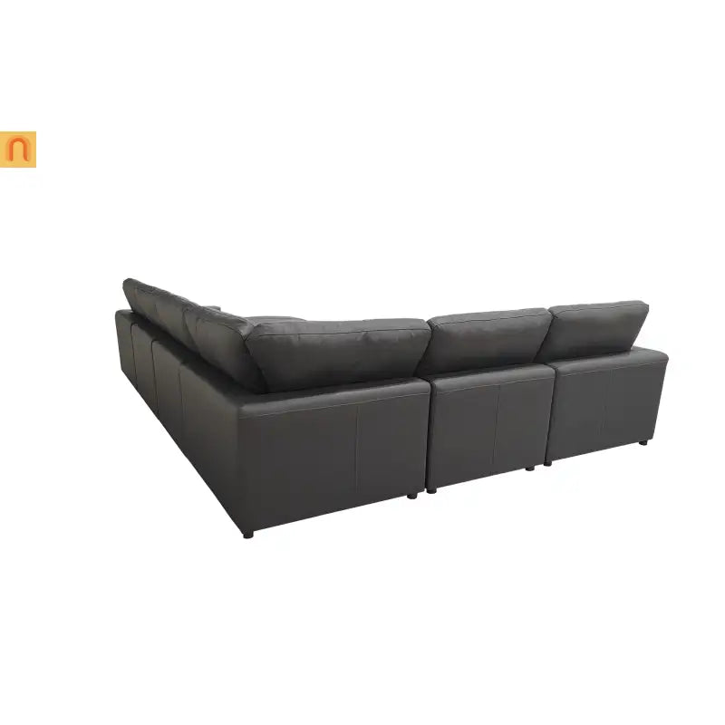 Sectional Sofa L-Shape Leather Match Blue Gray 7-Seat