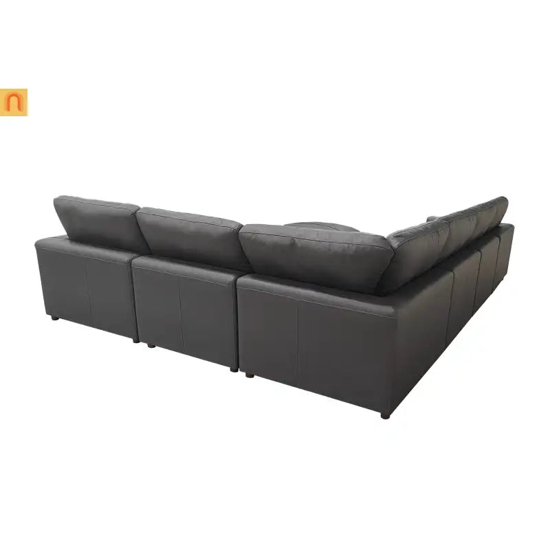 Sectional Sofa L-Shape Leather Match Blue Gray 7-Seat