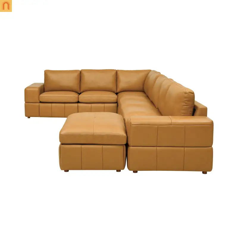 Sectional Sofa L-Shape Leather Match Ginger 8-Seat 159in