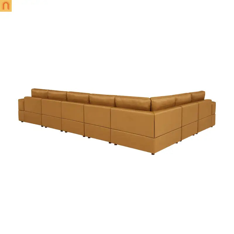 Sectional Sofa L-Shape Leather Match Ginger 8-Seat 159in