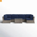 Outdoor Sectional Set Gray Wicker 4 Person Sunbrella No Assembly