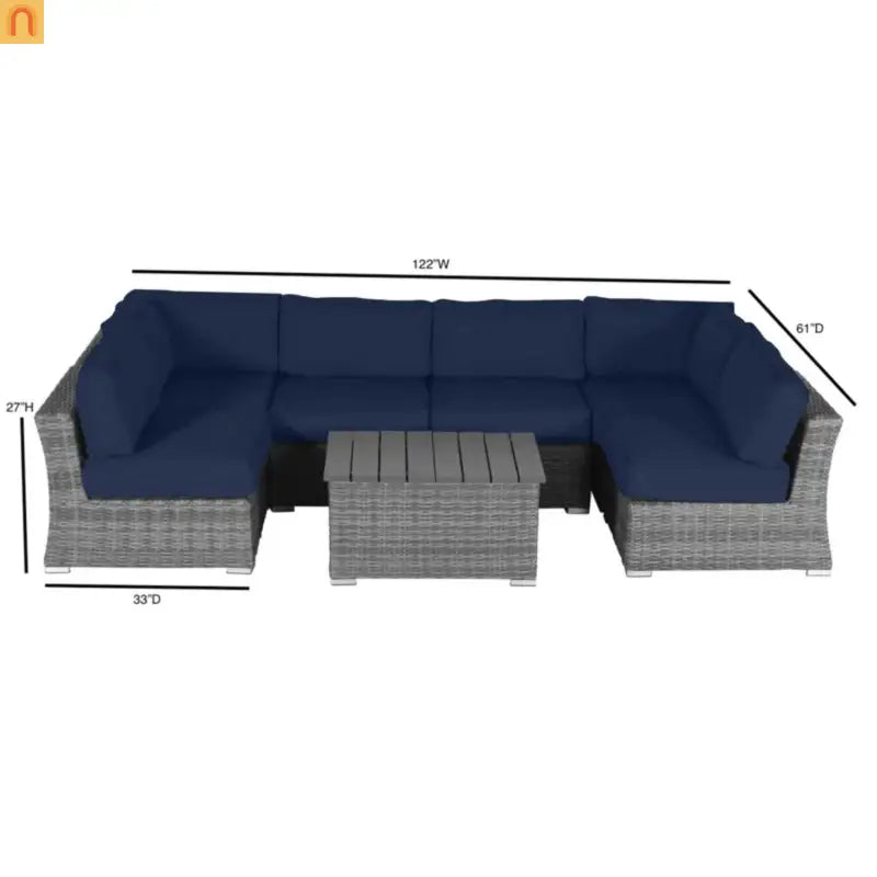 Outdoor Sectional Set Gray Wicker 4 Person Sunbrella No Assembly